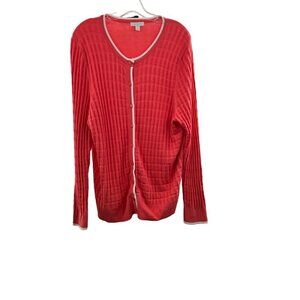 Charter Club Women's Button Down Coral Cardigan Textured Size XXL
